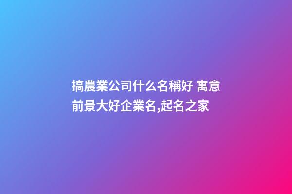 搞農業公司什么名稱好 寓意前景大好企業名,起名之家